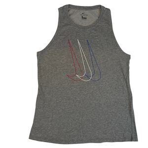 Nike Dri-Fit Women’s Gray Tank Top Small Red White Blue Swoosh USA Pride